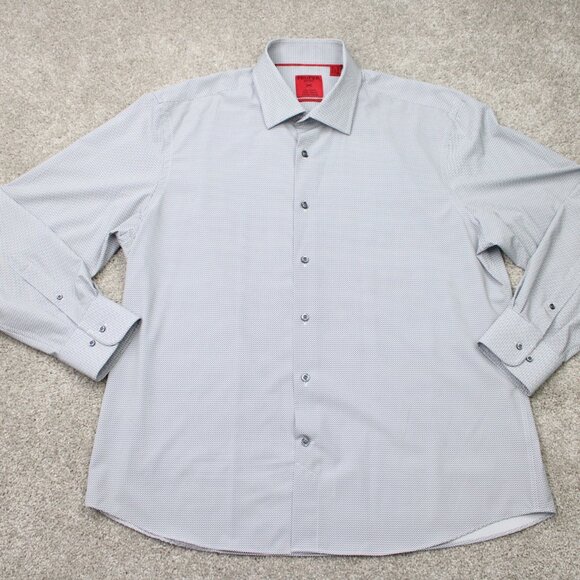 Proper Sport Shirt Mens XL Black/White Contemporary Fit 4 Way Stretch L/S Button - Picture 2 of 13
